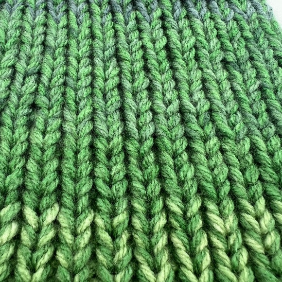 Green Ombré Hand Knit Beanie Handmade - Picture 5 of 5